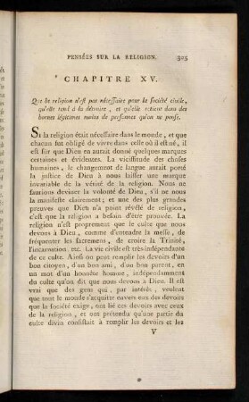 305-313, Chapitre XV. Que la religion n'est pas nécessaire pour la société civile, ...