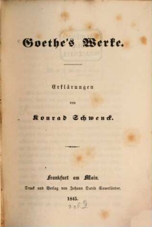 Goethe's Werke : Erklärungen