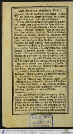 Von Freyburg abgehende Posten.