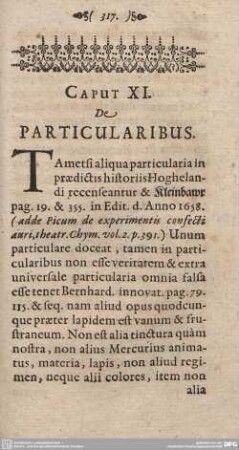 CAPUT XI. De PARTICULARIBUS.