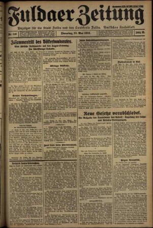 Ausgabe vom Dienstag, den 23. Mai 1933.