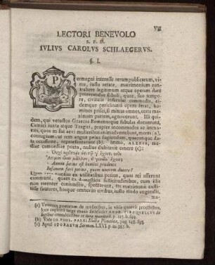 Lectori Benevolo S. P. D. Iulius Carolus Schlaegerus.