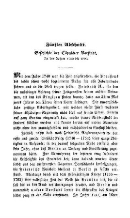 Fünfter Abschnitt. Geschichte der Cöpnicker Vorstadt. In den Jahren 1750 bis 1800