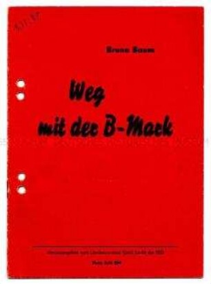 SED-Schrift zu den Auswirkungen der Einführung der B-Mark im Westen Berlins