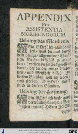 Appendix Pro Assistentia Moribundorum.
