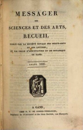 Messager des sciences et des arts. 1825