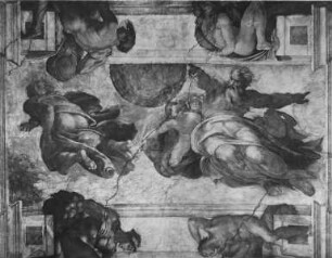 Sixtinische Decke — Szenen des Alten Testaments — Erschaffung von Mond und Sonne