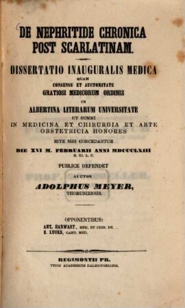 De nephritide chronica post scarlatinam : Diss. inaug. med.