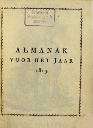 Nederlandsche Muzen-Almanak, 1819