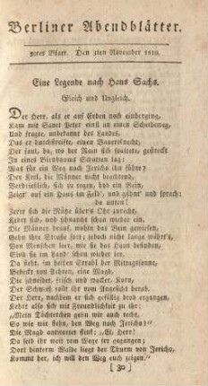30tes Blatt. Den 3ten November 1810.