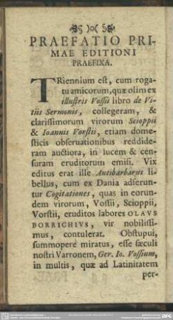 Praefatio Primae Editioni Praefixa
