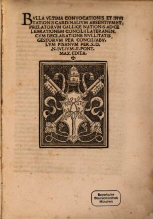 Bulla ultima Convocationis Cardinalium absentium gallicae nationis ad celebrationem Concilii Lateranensis