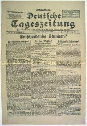 "Deutsche Tageszeitung" zum "Spartakus-Aufstand" in Berlin