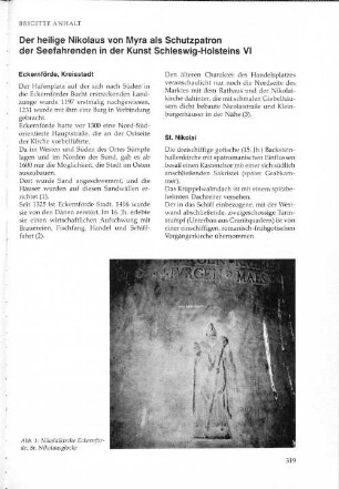 Der heilige Nikolaus von Myra als Schutzpatron der Seefahrenden in der Kunst Schlesiwg-Holsteins VI
