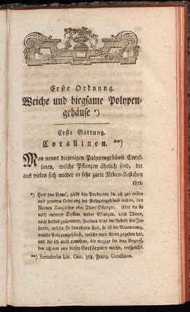 Erste Ordnung. Weiche und biegsame Polypengehäuse