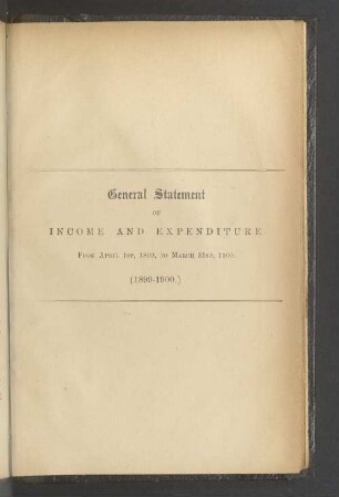 General Statement of income and expenditure
