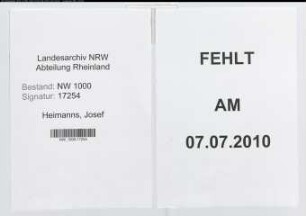 Entnazifizierung Josef Heimanns, geb. 20.03.1903 (Justizinspektor)