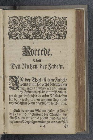 Vorrede. Von Den Nutzen der Fabeln.