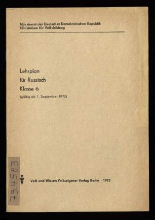 1973: Klasse 6 : (gültig ab 1. September 1972)