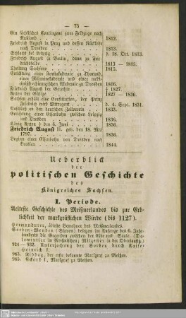 Ueberblick der politischen Geschichte des Königreiches Sachsen