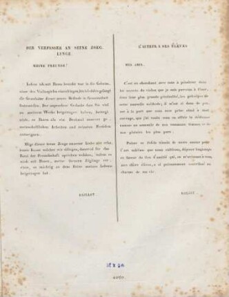 Der Verfasser an seine Zoeglinge = L' auteur a ses Élèves