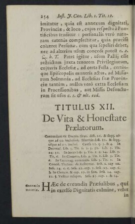 Titulus XII. De Vita & Honestate Praelatorum.