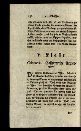V. Klasse. Gelatinosa. Gallertartige Arzneymittel.