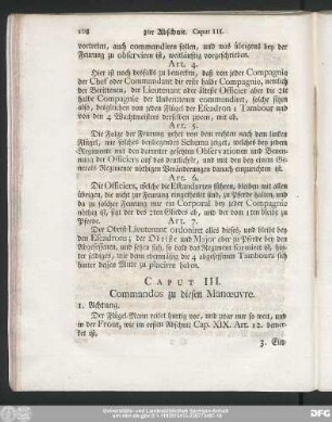 Caput III. Commandos zu diesen Manoeuvre.