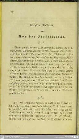 Sechster Abschnitt. Von der Elektricität