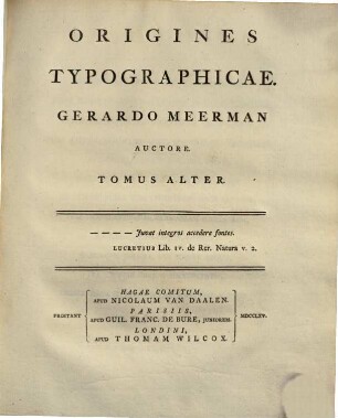 Origines Typographicae. 2. (1765). - VIII, 312 S. : Ill.