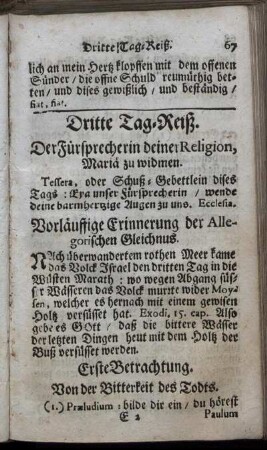 Dritte Tag-Reiß. Der Fürsprecherin deiner Religion, Mariä zu widmen.