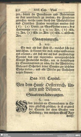 Das XIII. Capitel. Von dem Hause Oesterreich, Ungarn und Böhmen : Staatsveränderungen