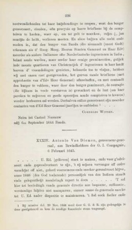 XXXIV. Antonio Van Diemen, gouverneur-generaal, ... 6 Februari 1645