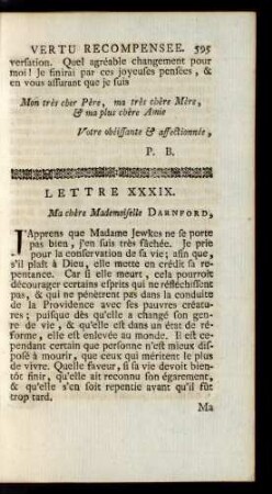 Lettre XXXIX. Ma chère Mademoiselle Darnford, ...