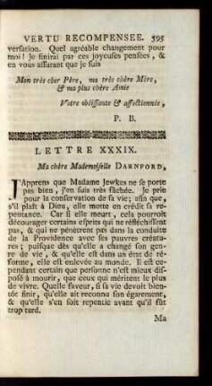 Lettre XXXIX. Ma chère Mademoiselle Darnford, ...
