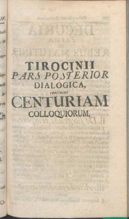 Tirocinii Pars Posterior Dialogica, continens Centuriam Colloquiorum.