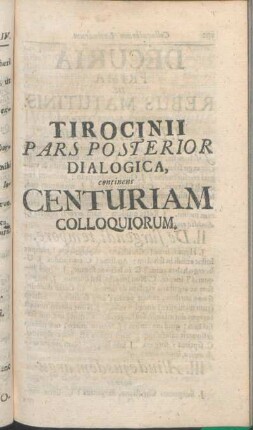 Tirocinii Pars Posterior Dialogica, continens Centuriam Colloquiorum.