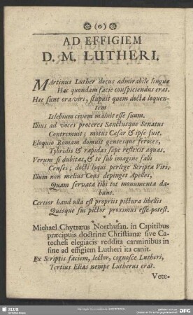 Ad Effigiem D. M. Lutheri