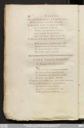Fable Vingt-Unieme. Le Pommier & le Pied d'Oeillet.
