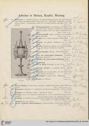 Arbeiten in Bronze, Kupfer, Messing (Nr. 350-462)