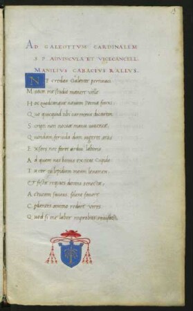 Ad Galeottum cardinalem S. P. advincula et vicecancellarium Manilius Cabacius Rallus