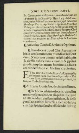 Articulus Confess. decimusoctavus.