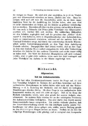 Die Behandlung des deutschen Aufsatzes : [Mitbericht]