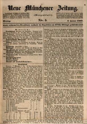Neue Münchener Zeitung. Morgenblatt. 1862, 1 - 5