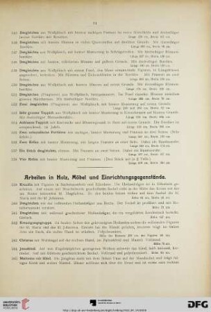 Arbeiten in Holz, Möbel und Einrichtungsgegenstände (Nr. 559-672)