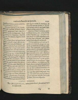 Caput Nonum. De Miraculis, adversario Sexta seu ultima verae Ecclesiae nota.