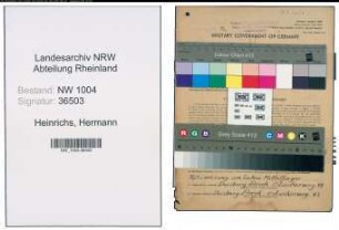 Entnazifizierung Hermann Heinrichs , geb. 21.01.1899 (Wachmann)