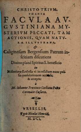 Christo triumphante facula Augustiniana mysterium peccati tam actionis quam naturae illustrans