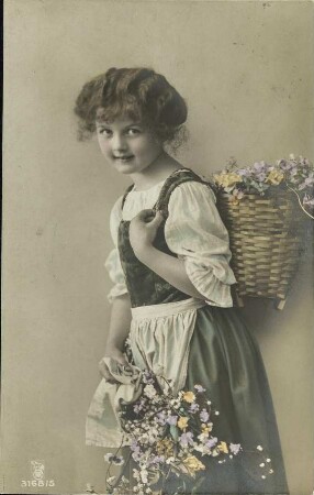 [Mädchen mit Blumenkorb]