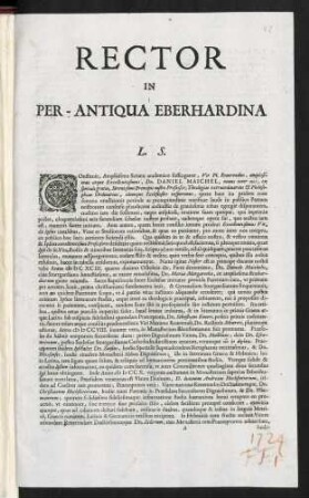 Rector In Per-Antiqua Eberhardina L. S.